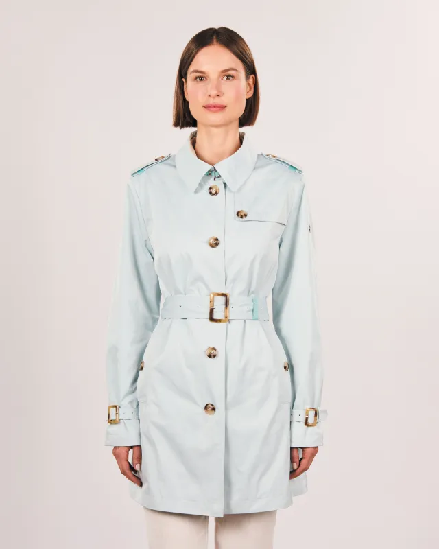 Trenchcoat einreihig Memory - Blauer Damen Trenchcoat